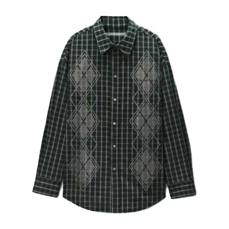 ALEXANDER WANG(アレキサンダーワン) アーガイル ホットフィックス オーバーサイズシャツ