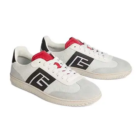 BALMAIN(バルマン) Balmain Swan suede and smooth leather sneakers HM1VI360LHCA