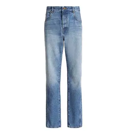 BALMAIN(バルマン) Blue ウォッシュ加工デニム ストレートジーンズ HH1MI115DG26