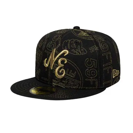 New Era (ニューエラ) 59FIFTY 59FIFTY DAY Memorial Collection クラシックロゴ ステッカー オールオーバーエンブロイダリー ブラック 15171658