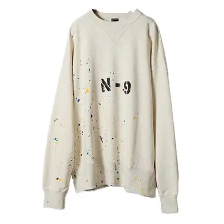 NUMBER (N)INE(ナンバーナイン) HAND PAINTED VINTAGE GAZETTE CREWNECK SWEATSHIRT(OATMEAL) F25NC002P