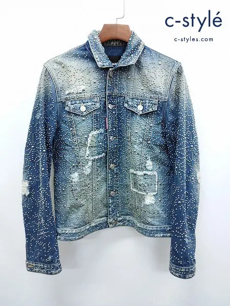 DSQUARED2 ディースクエアード デニムジャケット 50 インディゴ イタリア製 スタッズ S71AM0747 S30309