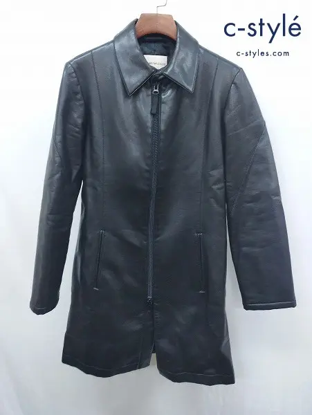 EMPORIO ARMANI エンポリオアルマーニ レザーコート 46 ブラック VD4023 イタリア製