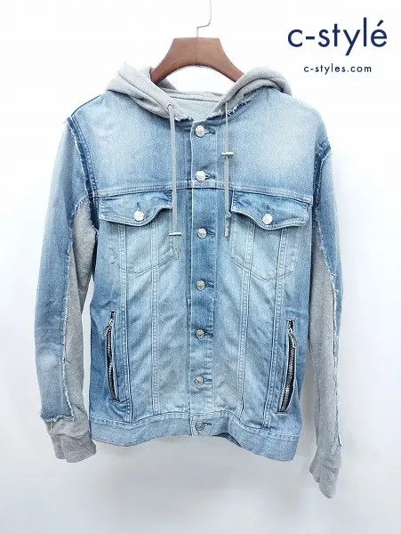 BALMAIN バルマン デニムジャケット 44 インディゴ 日本製 BH1HOODEDDENIM AND JERSEY JA 8205-D025