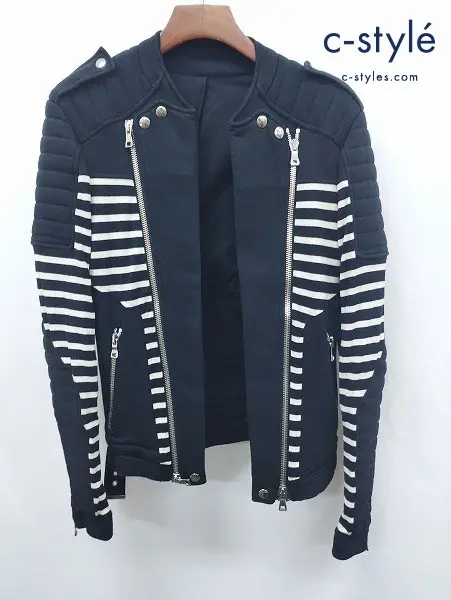 BALMAIN バルマン ジャケット XS ブラック BHR BLOUSON RIDERS MARINE S6HJ264-D349