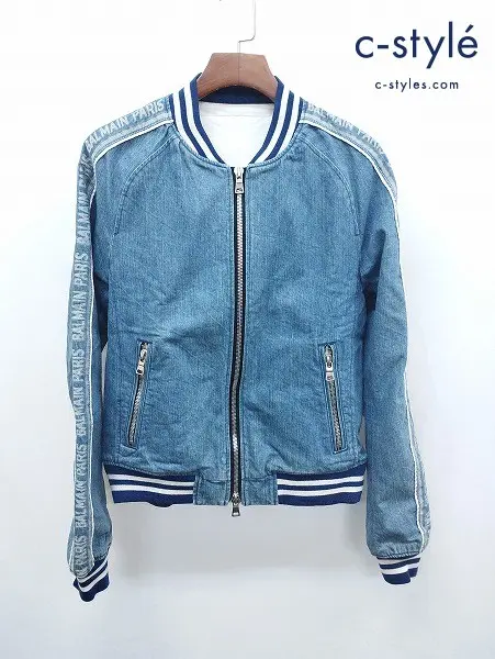 BALMAIN バルマン デニムジャケット 44 インディゴ BH1 BLOUSON TEDDY BLEACH DENIM JACKET SH18349Z230