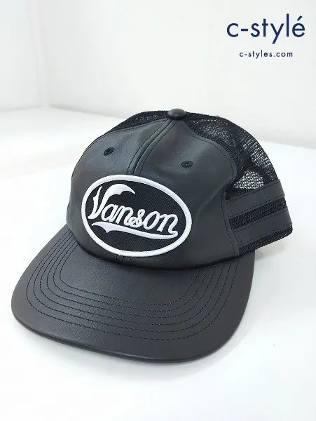 Supreme×VANSON キャップ 58cm(ONESIZE) ブラック Leather Mesh Back 6 Pannel