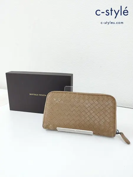 BOTTEGA VENETA ボッテガヴェネタ 長財布 ブラウン イントレチャート ラウンドファスナー