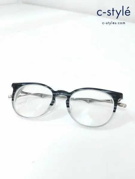 999.9 フォーナインズ メガネ 50□20 142 クリアブラック×シルバー APM-08 6674 TITANIUM 度入り