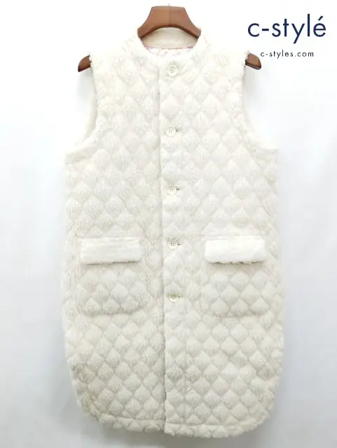 noir kei ninomiya ノワールケイニノミヤ ボアベストコート S ホワイト リバーシブル 3J-V006 レディース