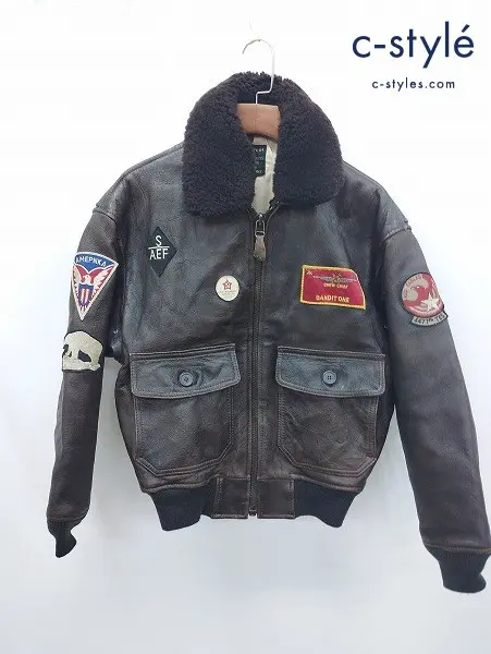AVIREX アヴィレックス フライトジャケット XS ブラウン系 TYPE G-1 MIG-29 D-TK9056