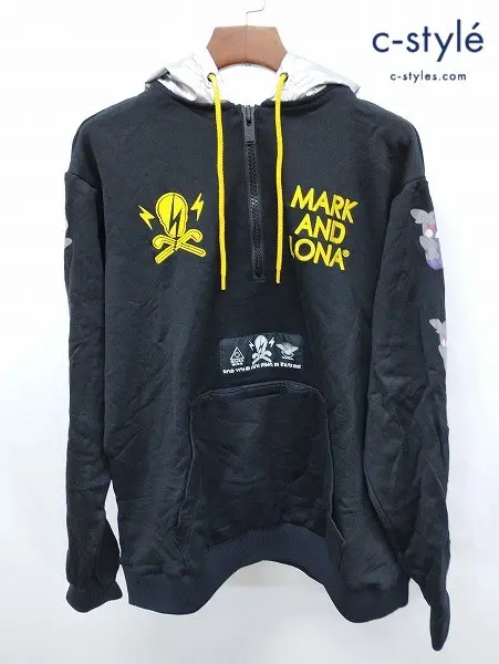 MARK&LONA マーク&ロナ パーカー 50 ブラック ポケモン ピカチュウ モルペコ ハーフジップ MAM-1B-AD01