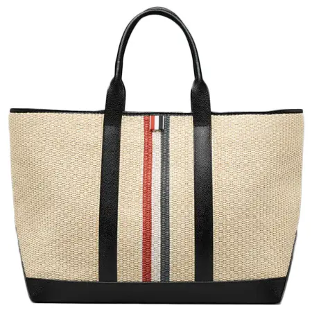 Thom Browne(トムブラウン) MEDIUM TOOL TOTE WITH RWB STRIPE IN RAFFIA