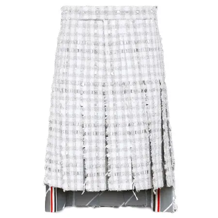 Thom Browne(トムブラウン) ギンガムチェック ツイード ローライズ プリーツスカート