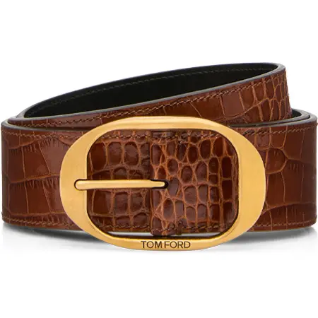 TOMFORD(トムフォード) PRINTED CROC OVAL BUCKLE BELT