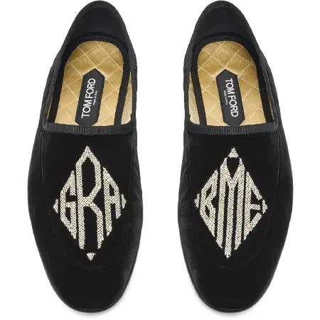 TOMFORD(トムフォード) EMBROIDERED VELVET STEVEN SLIPPER