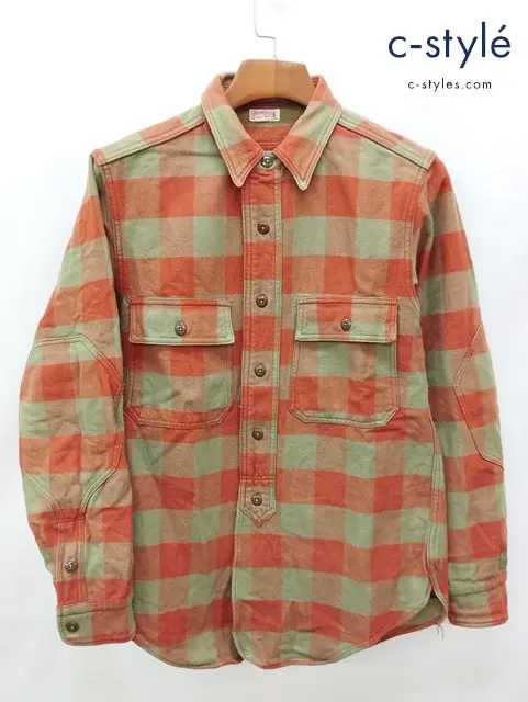 FREEWHEELERS フリーホイーラーズ バッファローチェックシャツ 15 オレンジ×カーキ 長袖