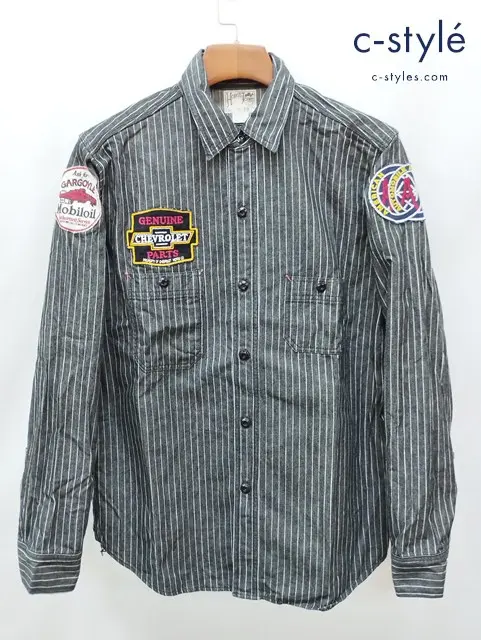 FREEWHEELERS フリーホイーラーズ ストライプワークシャツ 16 ブラック 長袖 ワッペン HOBO’S JOINT