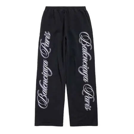 バレンシアガ(BALENCIAGA) Men’s Cursive Baggy Pants in Black/white