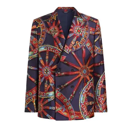 ドルチェ&ガッバーナ(DOLCE&GABBANA) アパレル(洋服) ポルトフィーノ カレット プリント シルク ツイル ダブルブレスト ジャケット G2WN6TIS131HB6DU