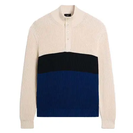 ダンヒル(dunhill) アパレル(洋服) コットンシルク ストライプ 1/4ボタンジャンパー DU26RK3177F123