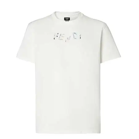 フェンディ(FENDI) アパレル(洋服) ホワイト コットン Tシャツ FY1319AUOBF0H0G
