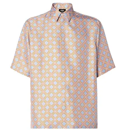 フェンディ(FENDI) アパレル(洋服) ライトブルー プリント シルク シャツ FS1317B15TF0QB5
