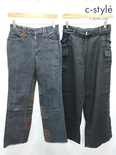 bajra バジュラ パンツ S ブラック デニム 日本製 麻100% レディース 計2点
