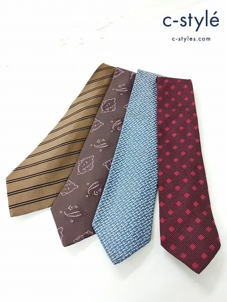 Charvet シャルベ シルクネクタイ ストライプ チェック 刺繍 フランス製 計4点