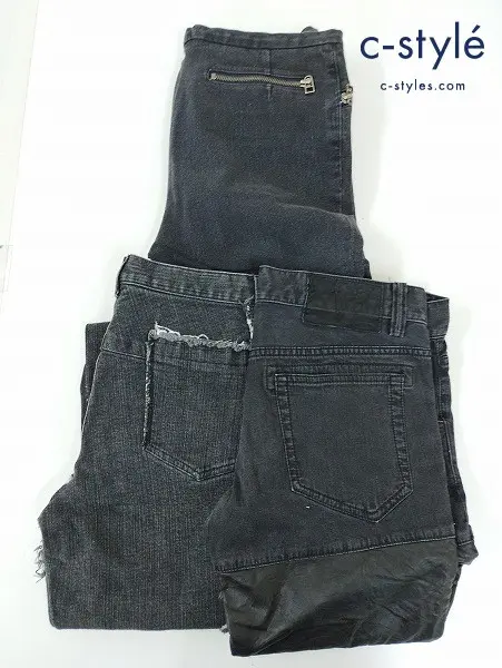 bajra バジュラ デニムパンツ S M 2 日本製 異素材ミックス 牛革 レディース 計3点