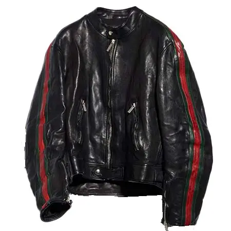 グッチ(GUCCI) アパレル(洋服) ウェブ ストライプ付き バッファローレザー バイカージャケット 865374 XNBC4 1060