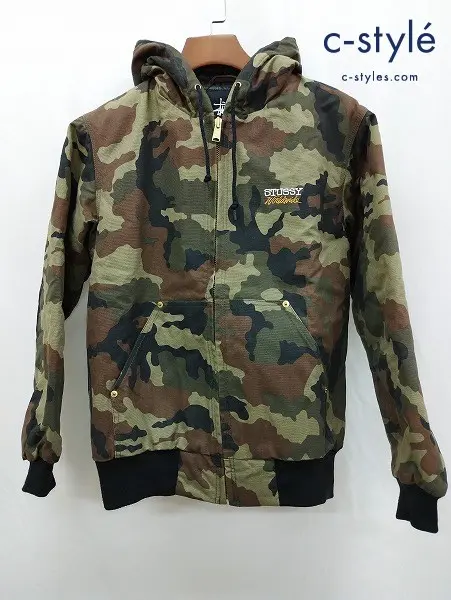 STUSSY ステューシー ジャケット S マルチカラー 迷彩柄 ジップアップ中綿フーディ