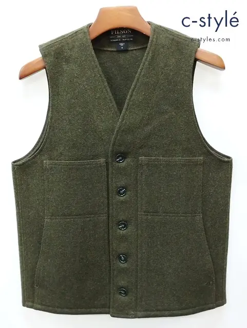 FILSON フィルソン ウールベスト S グリーン系 メルトン USA製 MACKINAW WOOL VEST 80334570000