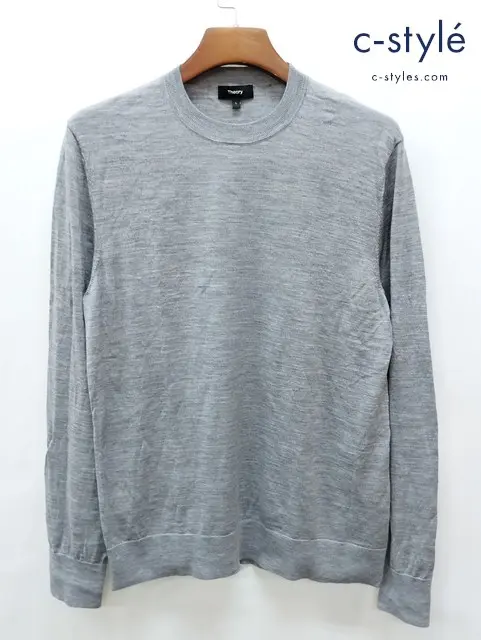Theory セオリー クルーネックニット L グレー REGAL WOOL