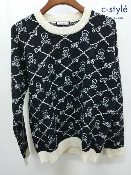 MARK&LONA マーク&ロナ セーター 50 ブラック Ruler Fulling Crew Sweater MLM-1C-AB04