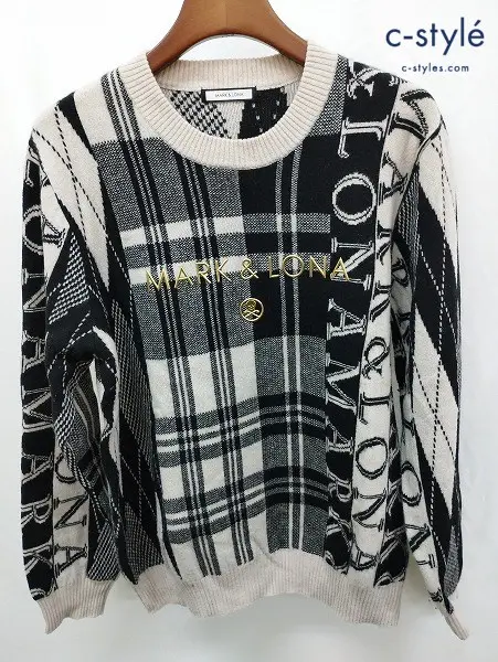 MARK&LONA セーター 50 ブラック系 カシミヤ100 ゴルフニット MLM-1D-AB06