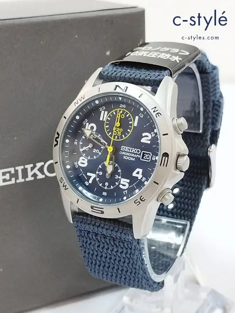 SEIKO セイコー 腕時計 ネイビー クォーツ式 クロノグラフ 海外モデル 7T92-0DX0