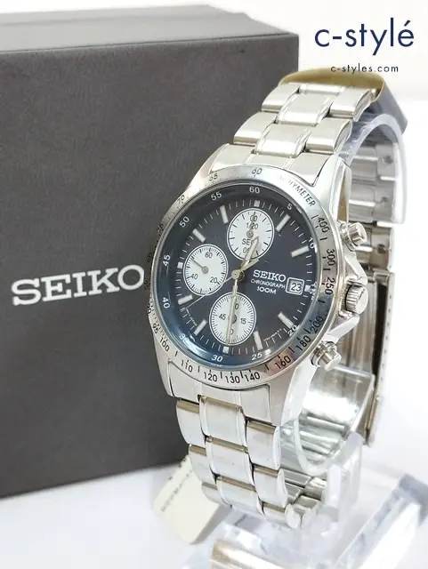 SEIKO セイコー 腕時計 ネイビー×シルバー クォーツ式 クロノグラフ 7T92-0DW0
