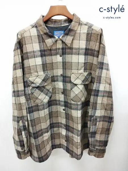 PENDLETON ペンドルトン 長袖シャツ XXL ブラウン系 ウール100% ボードシャツ GA022-30347-T