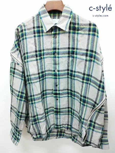 FACETASM ファセッタズム 長袖シャツ 4 グレー系 チェック柄 ウール100% 日本製 TOF-SH-M03