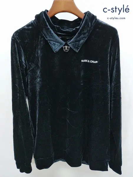 MARK&LONA マーク&ロナ ポロシャツ 50 ブラック ベロア 長袖 Above Velvet Jersey Top MLM-3C-AC01