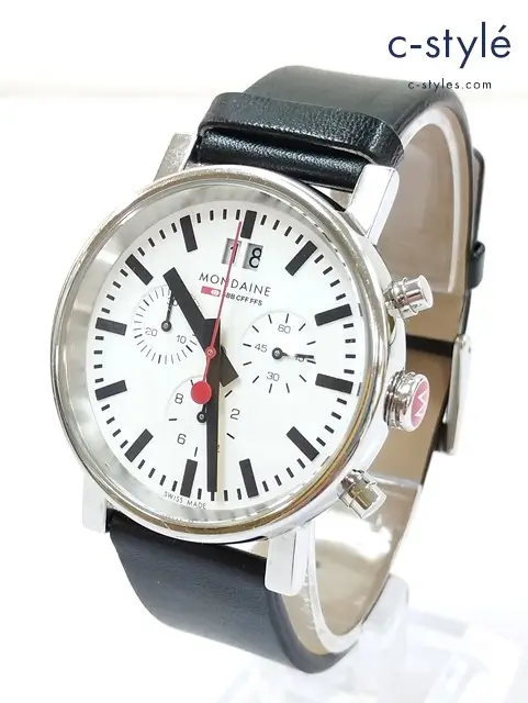 MONDAINE モンディーン 腕時計 ホワイト×ブラック クロノグラフ 30304 クオーツ