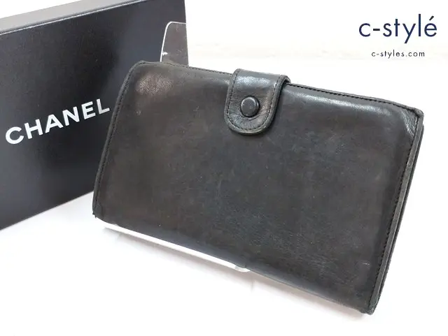 CHANEL シャネル 長財布 ブラック 二つ折り レザー ギャランティカード付き