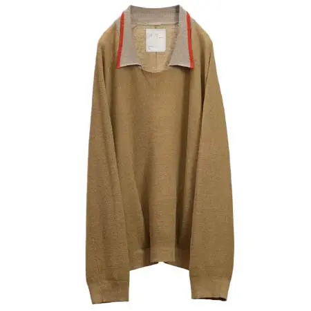 アンセルム(ANCELLM) CONTRAST COLLAR KNIT BEIGE ANC-KN24