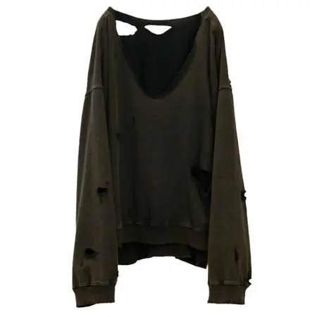 アンセルム(ANCELLM) BROKEN SWEAT SHIRT BLACK ANC-CT145-B