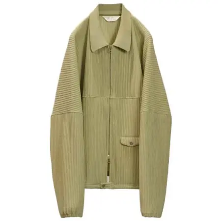 アンセルム(ANCELLM) WRINKLED STRIPE SHORT SHIRT JACKET WASABI ANC-CT153