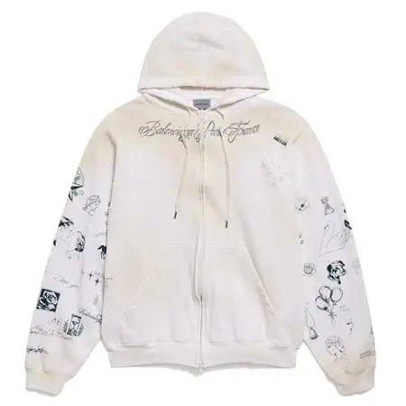 バレンシアガ(BALENCIAGA) アパレル(洋服) Classic Ink ジップアップフーディ ホワイト ドライフリース A0016VTUVT69000
