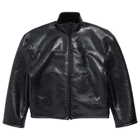 バレンシアガ(BALENCIAGA) アパレル(洋服) Shearling ジップアップ ジャケット ブラック セミシャイニーレザー 850019TTS071000