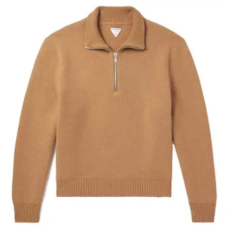 ボッテガヴェネタ(BOTTEGA VENETA) アパレル(洋服) リブ編みカシミヤ混ハーフジップセーター