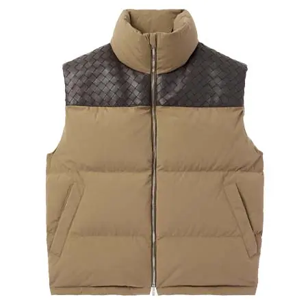 ボッテガヴェネタ(BOTTEGA VENETA) アパレル(洋服)イントレチャートレザーパネルキルティングコットンダウンジレ